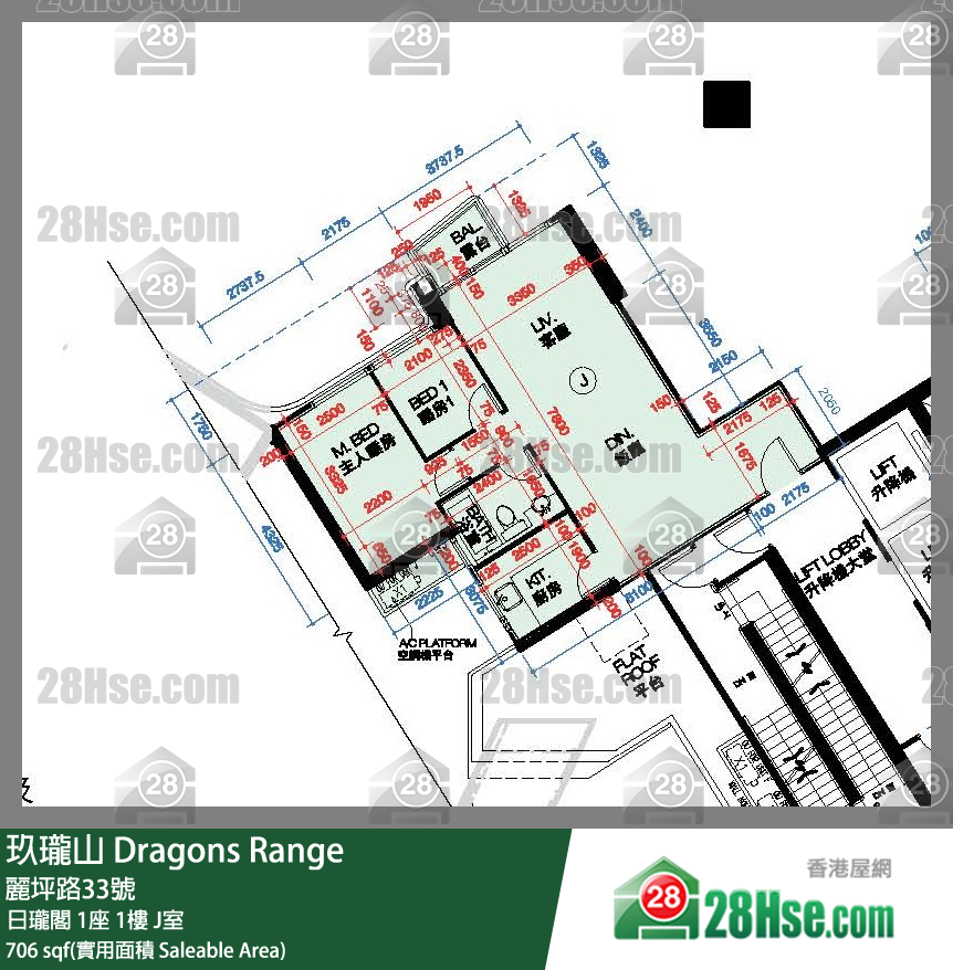 玖瓏山 日瓏閣 1座 1樓 J室 平面圖