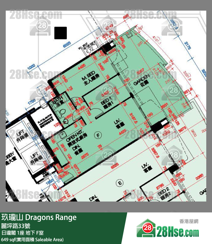玖瓏山 日瓏閣1座地下 F室 平面圖