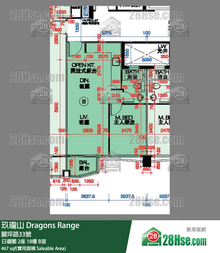 玖瓏山 日瓏閣2座18樓 B室 平面圖