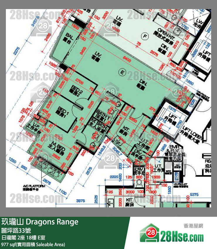 玖珑山 日珑阁2座18楼 E室 平面图