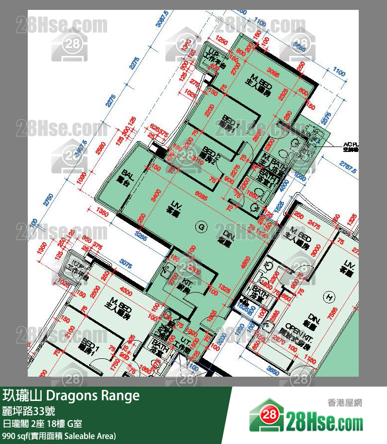玖瓏山 日瓏閣2座18樓 G室 平面圖