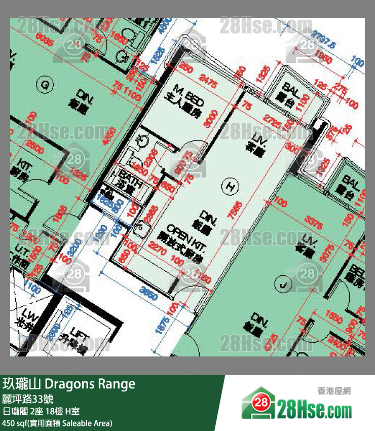玖珑山 日珑阁 2座 18楼 H室 平面图