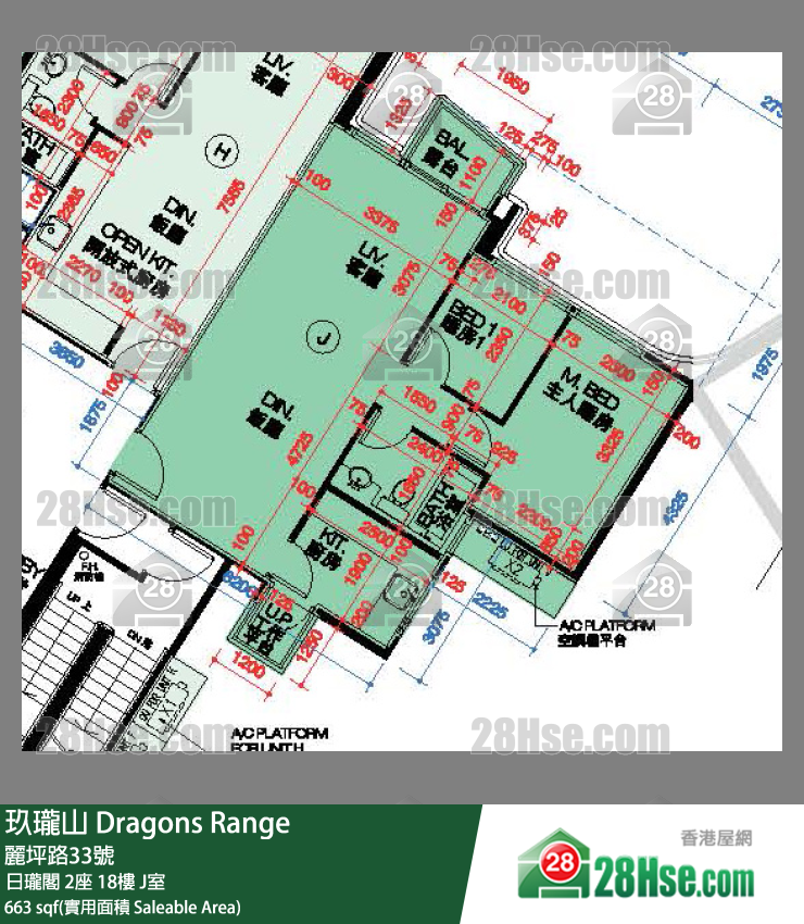 玖瓏山 日瓏閣 2座 18樓 J室 平面圖