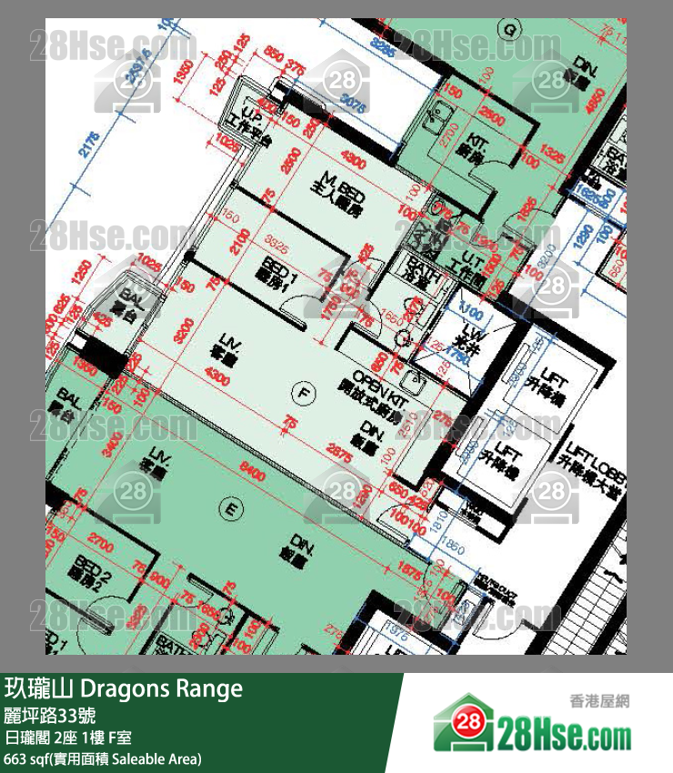 玖瓏山 日瓏閣2座1樓 F室 平面圖