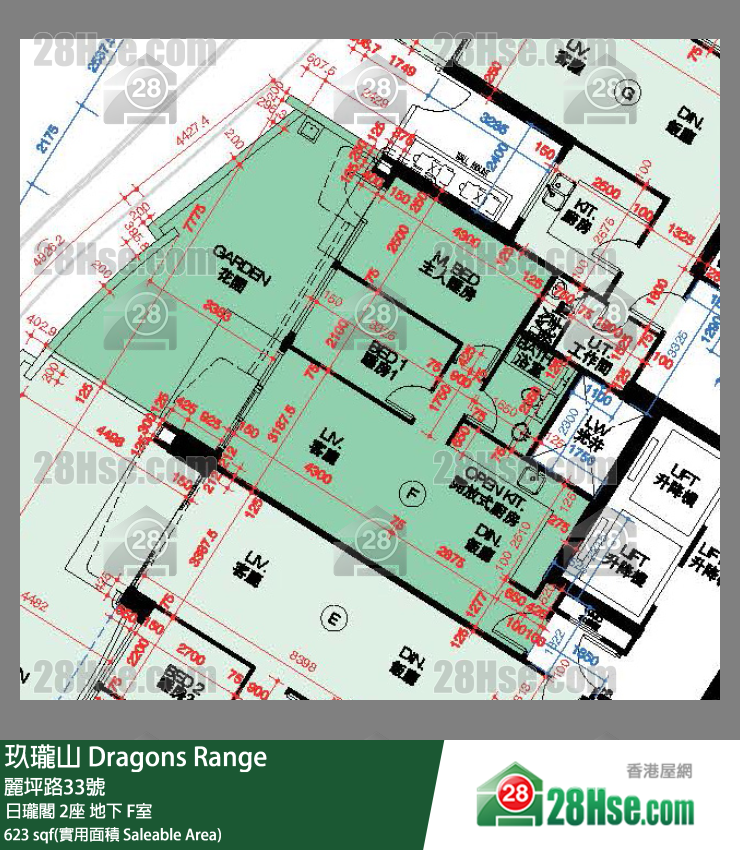 玖瓏山 日瓏閣2座地下 F室 平面圖