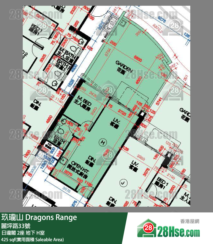玖瓏山 日瓏閣2座地下 H室 平面圖