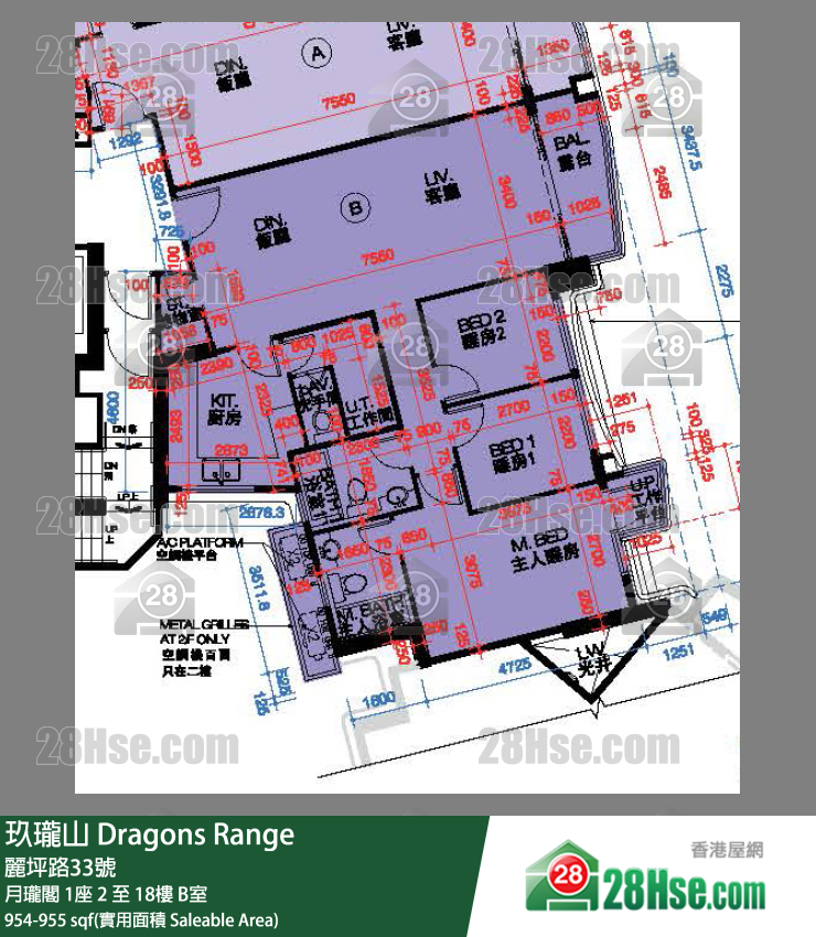 玖瓏山 月瓏閣1座12樓 B室 平面圖