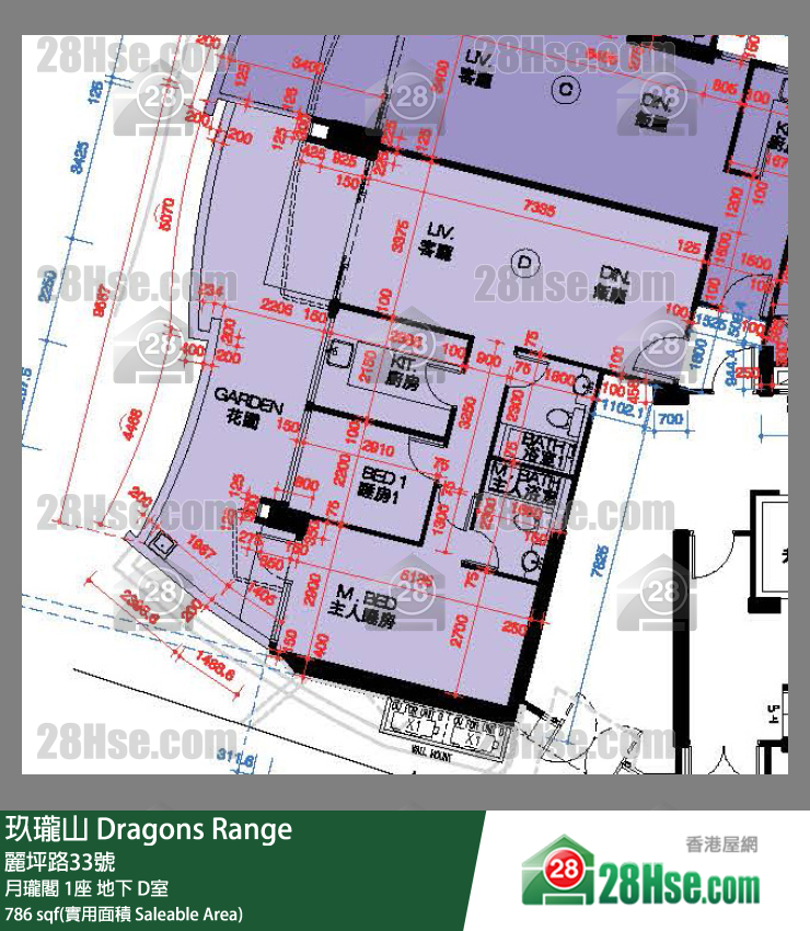Dragons Range, Flat D, Tower 1, Court B FloorPlan