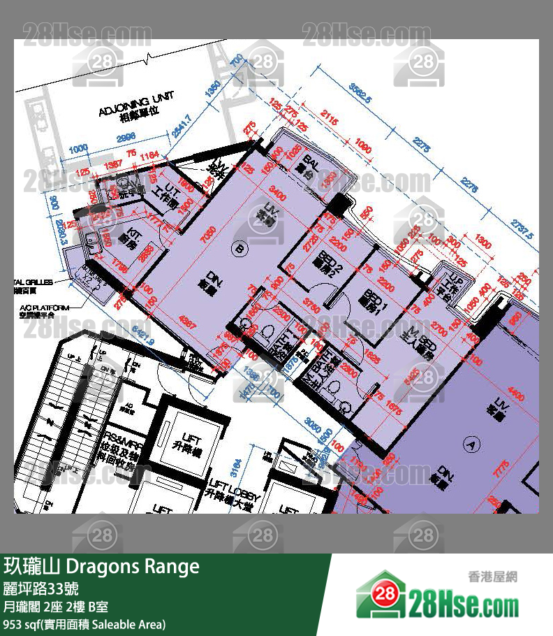 Dragons Range,  Flat B, 2/f, Tower 2, Court B FloorPlan