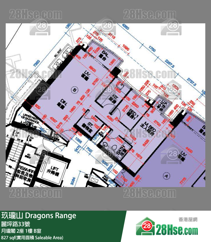 Dragons Range,  Flat B, 1/f, Tower 2, Court B FloorPlan