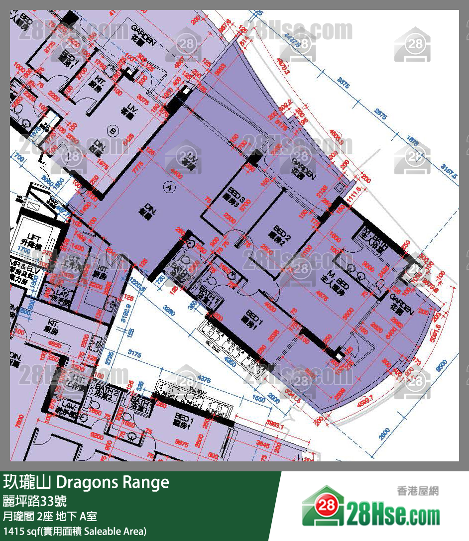 玖瓏山 月瓏閣2座地下 A室 平面圖
