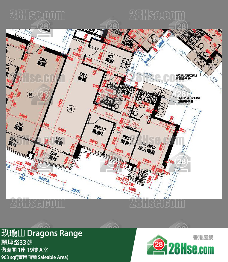 玖瓏山 傲瓏閣1座19樓 A室 平面圖