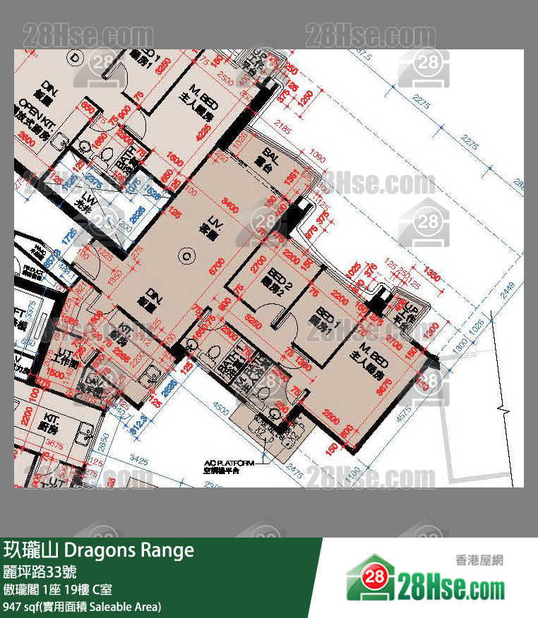 玖瓏山 傲瓏閣1座19樓 C室 平面圖