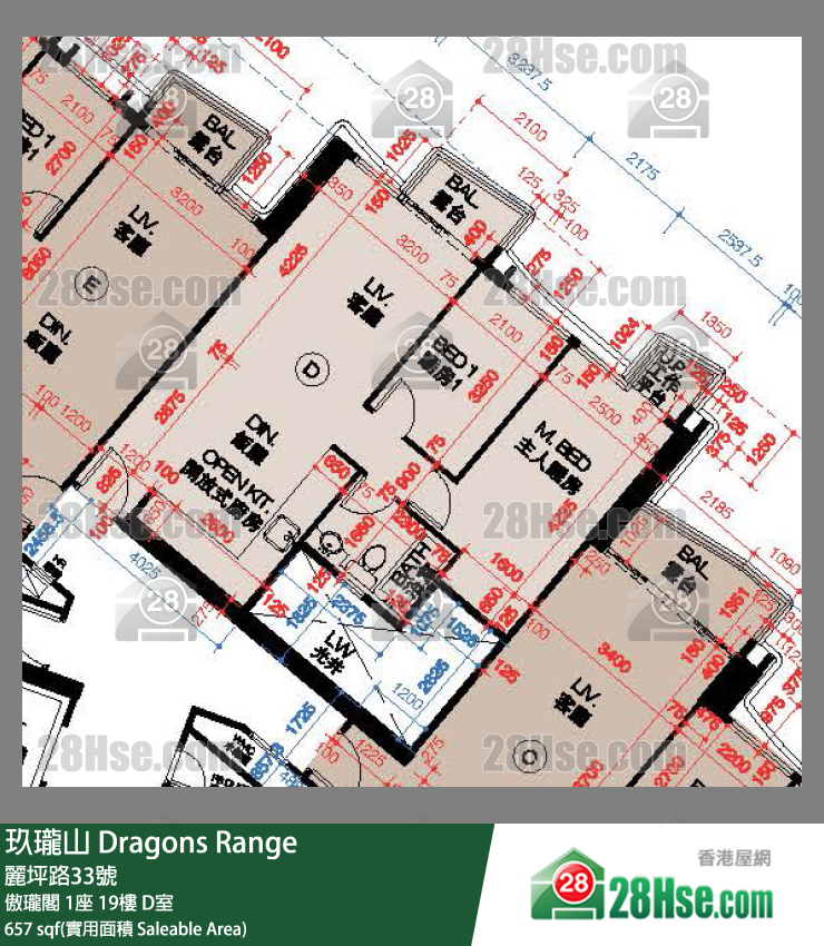 玖瓏山 傲瓏閣1座19樓 D室 平面圖