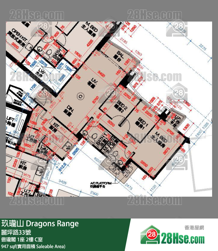 玖瓏山 傲瓏閣 1座 2樓 C室 平面圖