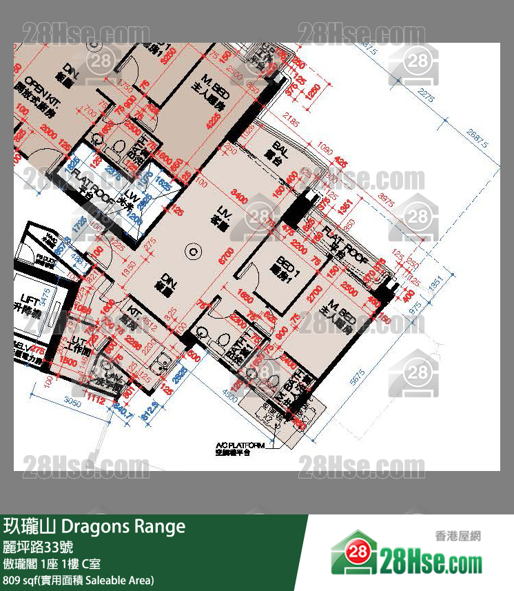 玖瓏山 傲瓏閣 1座 1樓 C室 平面圖