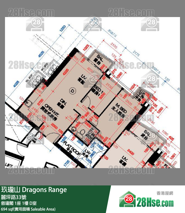 玖瓏山 傲瓏閣 1座 1樓 D室 平面圖