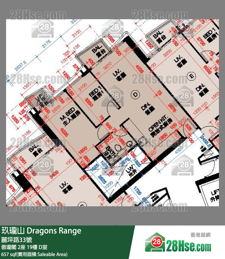 Dragons Range, Flat D, 19/F, Tower 2, Court C FloorPlan