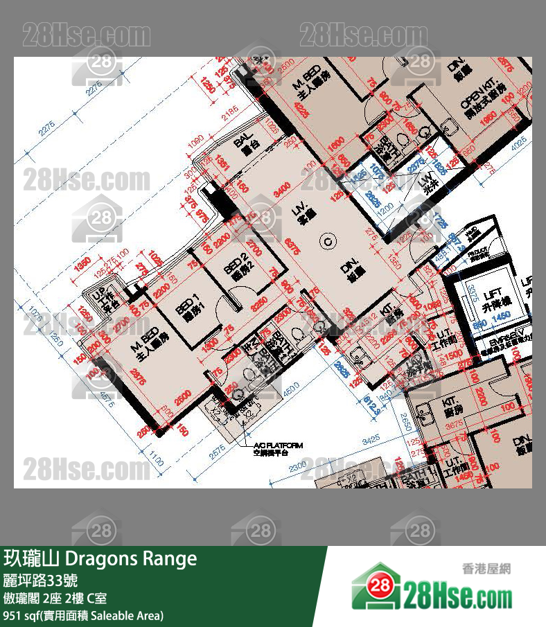 玖瓏山 傲瓏閣2座2樓 C室 平面圖