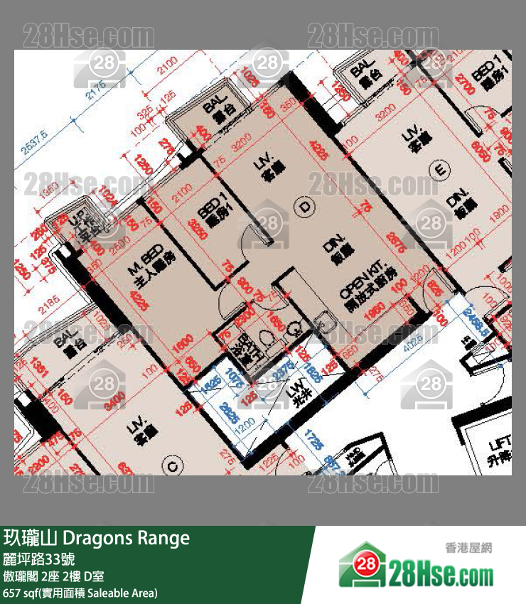 Dragons Range, Flat D, 2/F, Tower 2, Court C FloorPlan