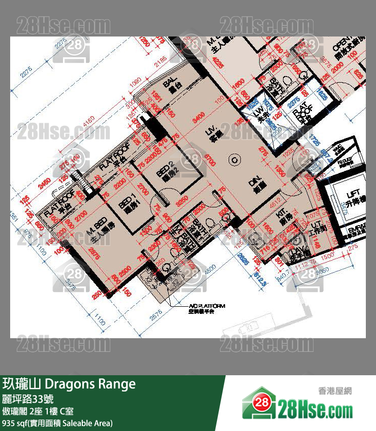 玖瓏山 傲瓏閣2座1樓 C室 平面圖