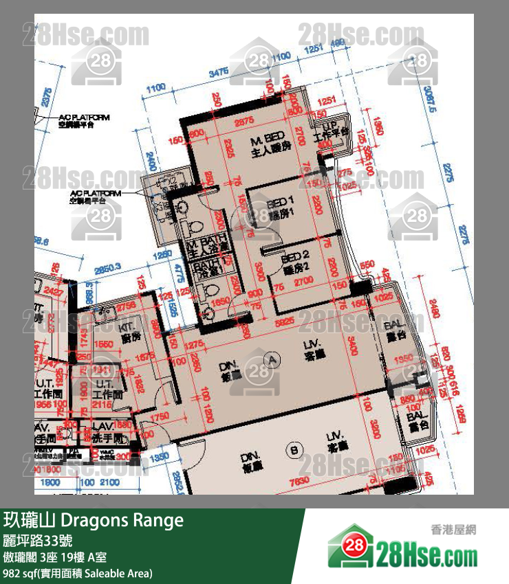 玖瓏山 傲瓏閣3座19樓 A室 平面圖
