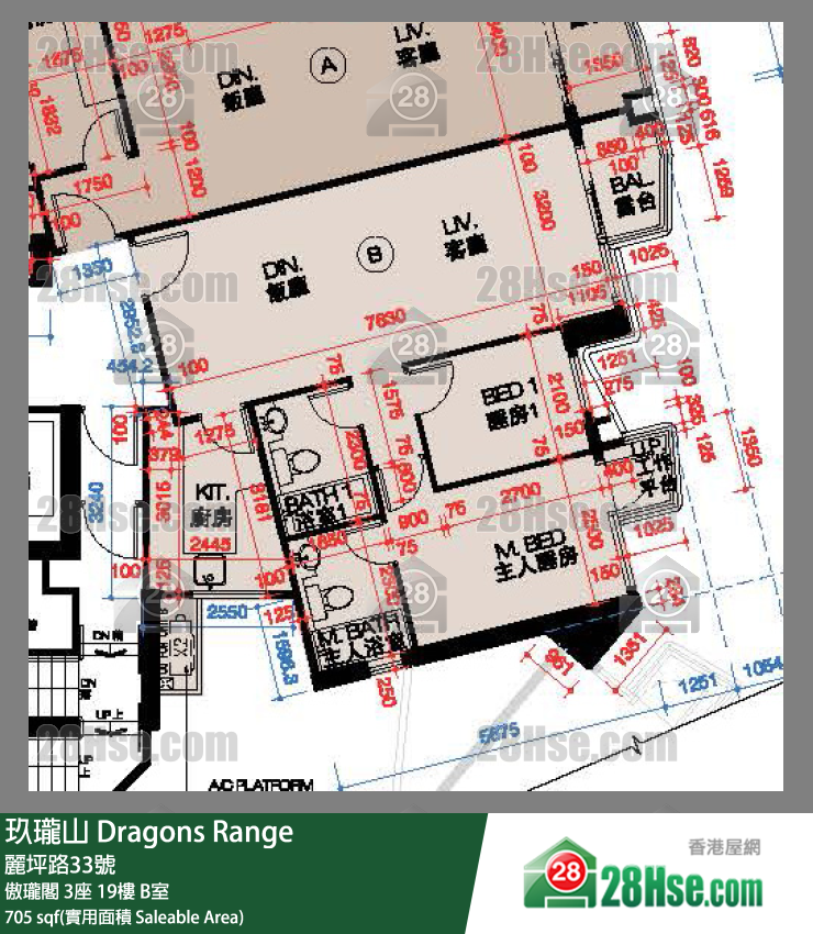 玖瓏山 傲瓏閣3座19樓 B室 平面圖