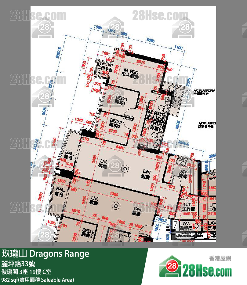 玖瓏山 傲瓏閣 3座 19樓 C室 平面圖