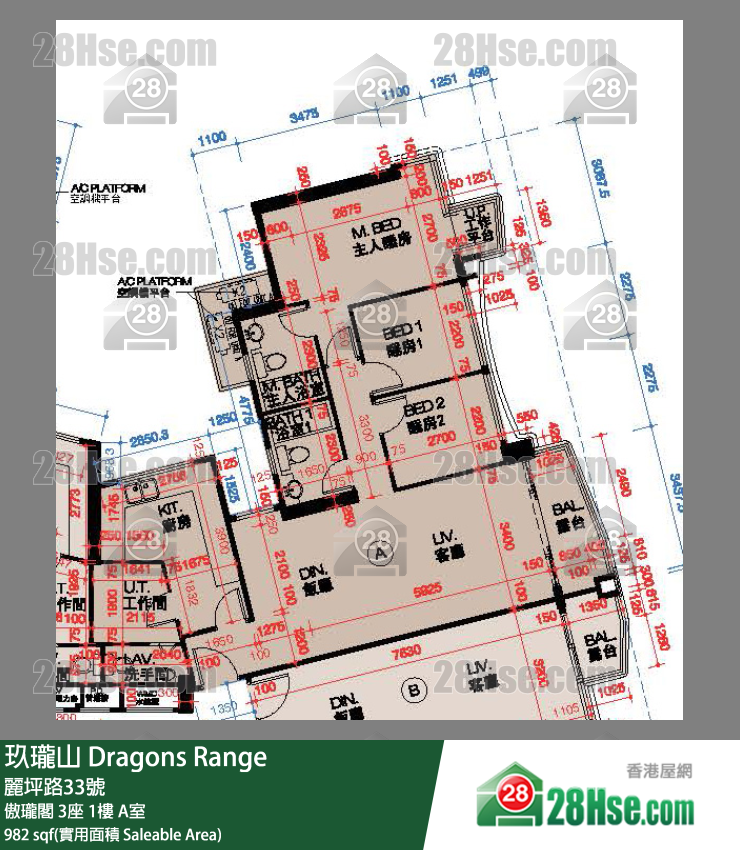 玖瓏山 傲瓏閣3座1樓 A室 平面圖