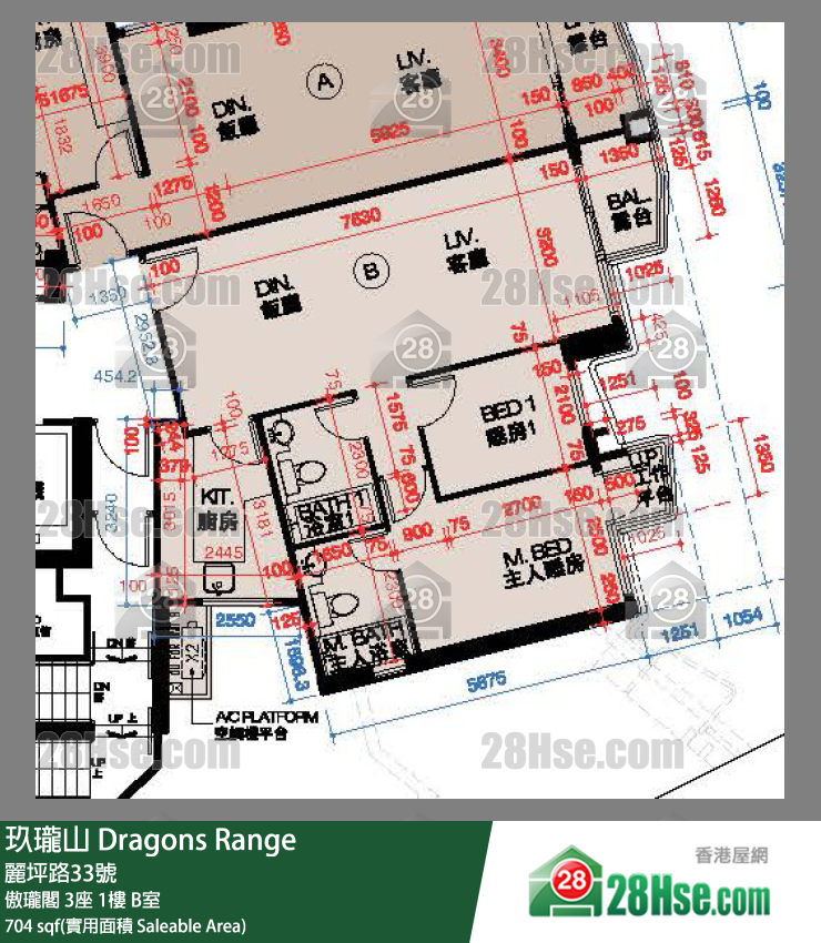 玖瓏山 傲瓏閣3座1樓 B室 平面圖