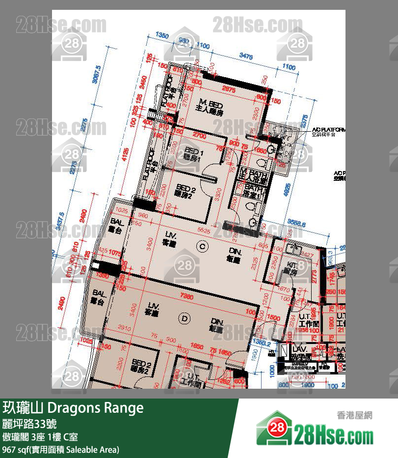 玖瓏山 傲瓏閣 3座 1樓 C室 平面圖