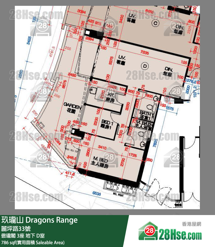 玖瓏山 傲瓏閣3座地下 D室 平面圖