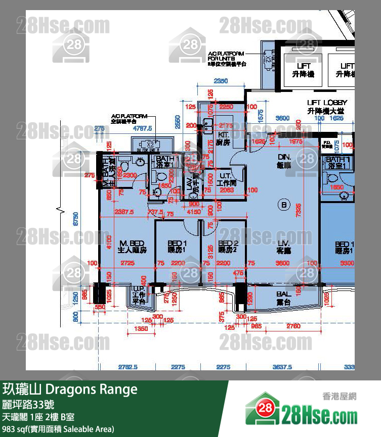 玖瓏山 天瓏閣1座2樓 B室 平面圖