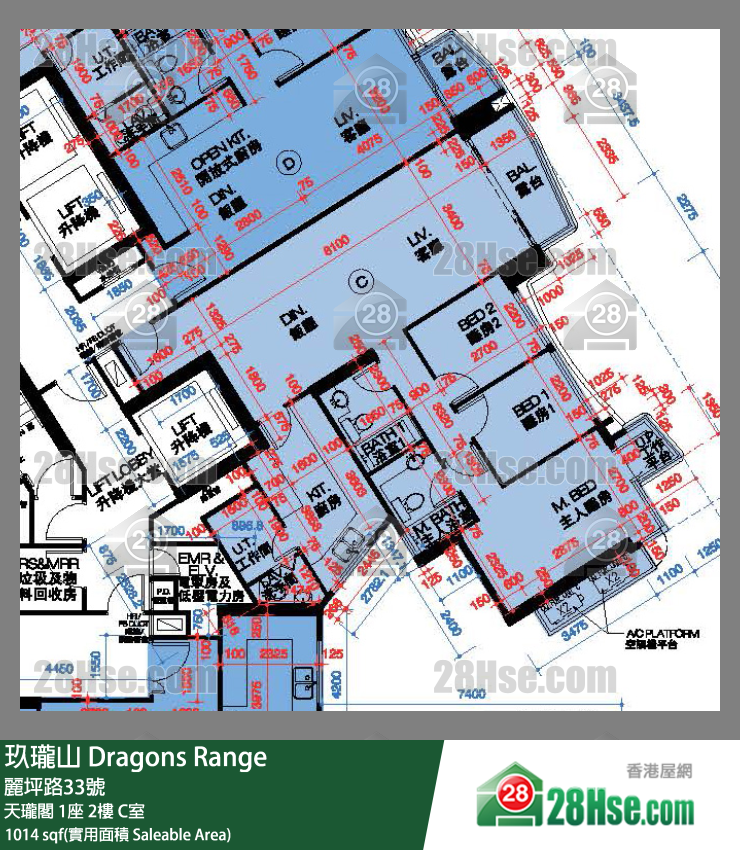 玖瓏山 天瓏閣1座2樓 C室 平面圖