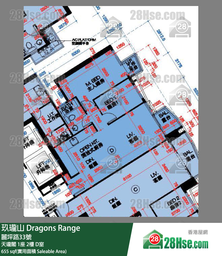 玖瓏山 天瓏閣1座2樓 D室 平面圖