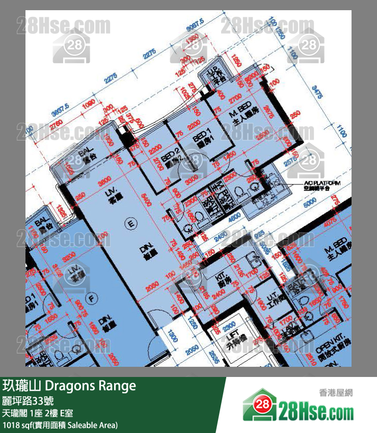 玖瓏山 天瓏閣 1座 2樓 E室 平面圖