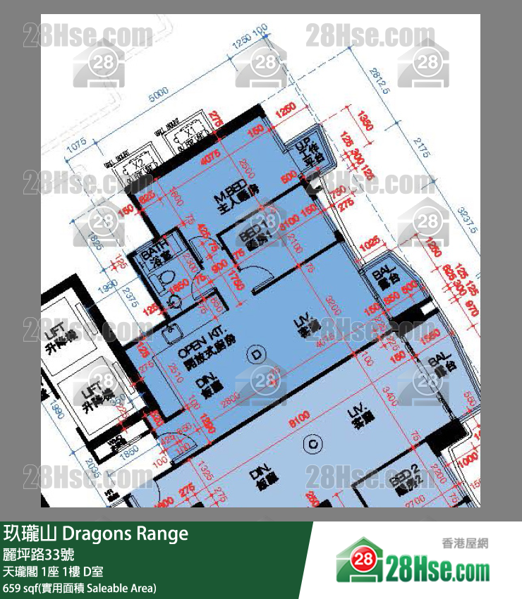 玖瓏山 天瓏閣1座1樓 D室 平面圖