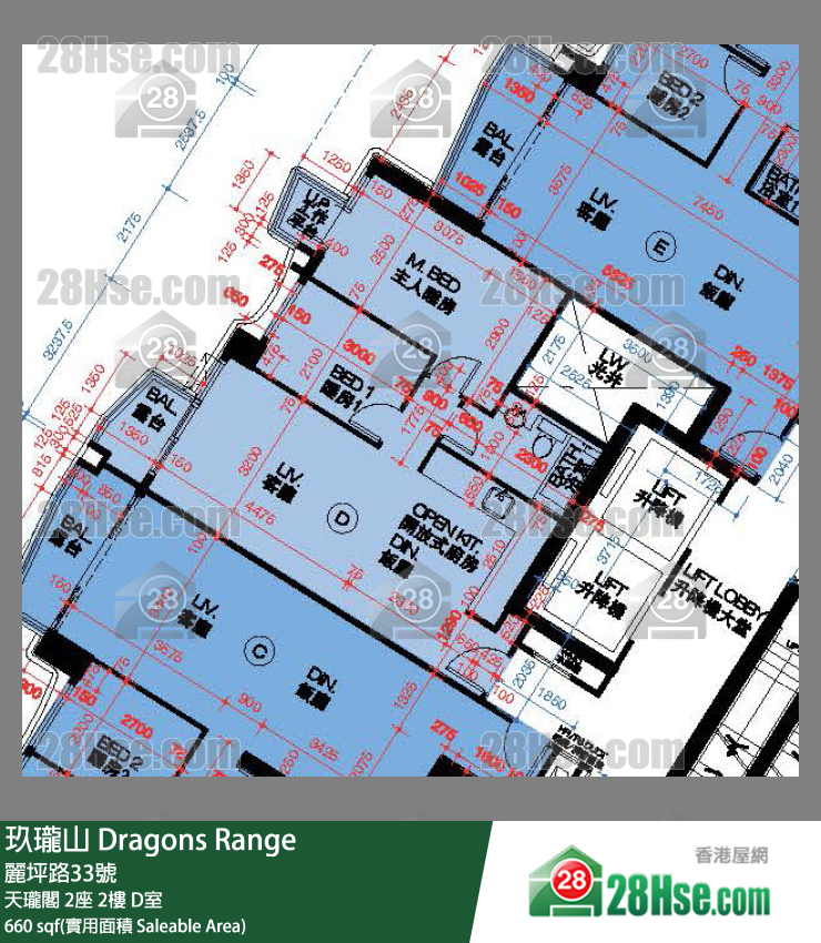 玖瓏山 天瓏閣2座2樓 D室 平面圖