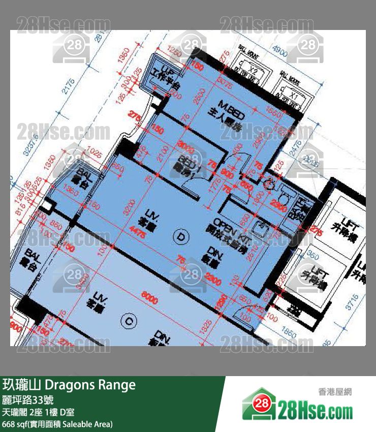 玖瓏山 天瓏閣2座1樓 D室 平面圖