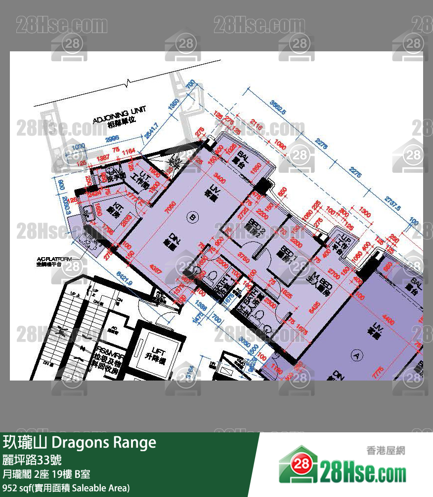 玖瓏山 月瓏閣2座19樓 B室 平面圖