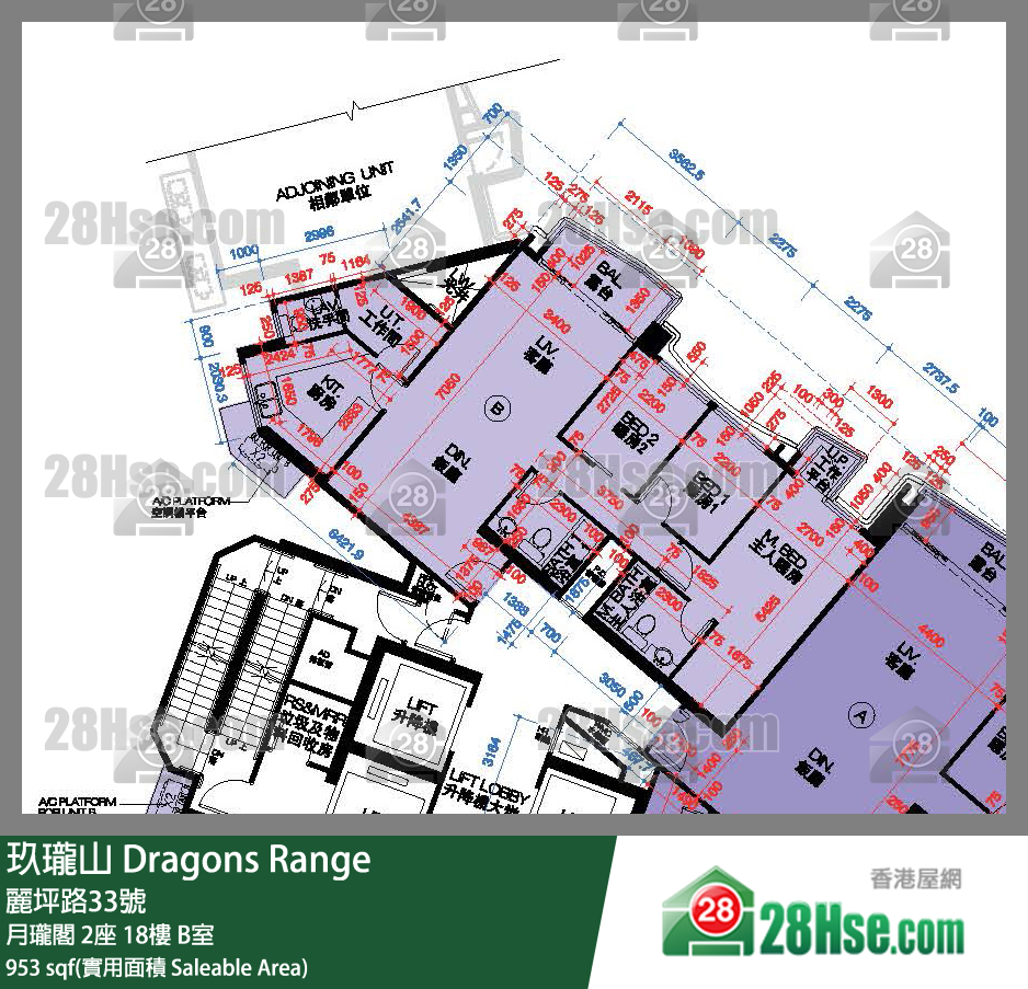 玖珑山 月珑阁2座18楼 B室 平面图