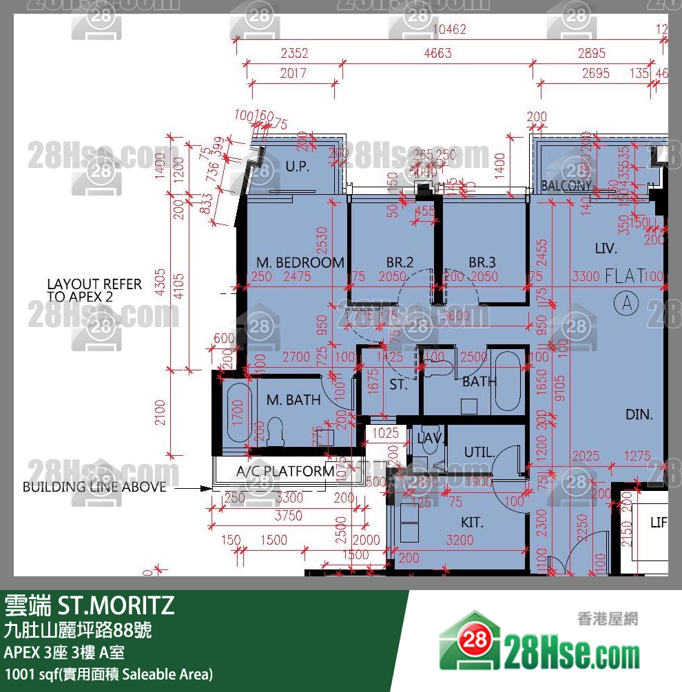 雲端 大廈APEX 3座3樓 A室 平面圖