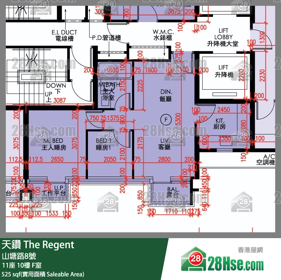 天鑽 11座 10樓 F室 平面圖