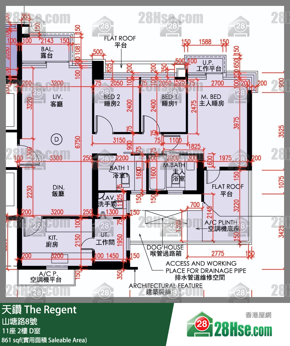天鑽 11座 2樓 D室 平面圖