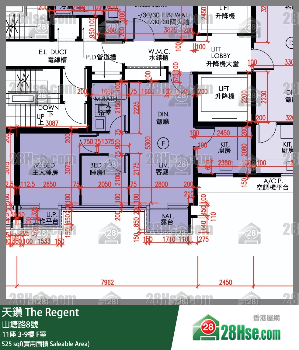 天鑽 11座 9樓 F室 平面圖