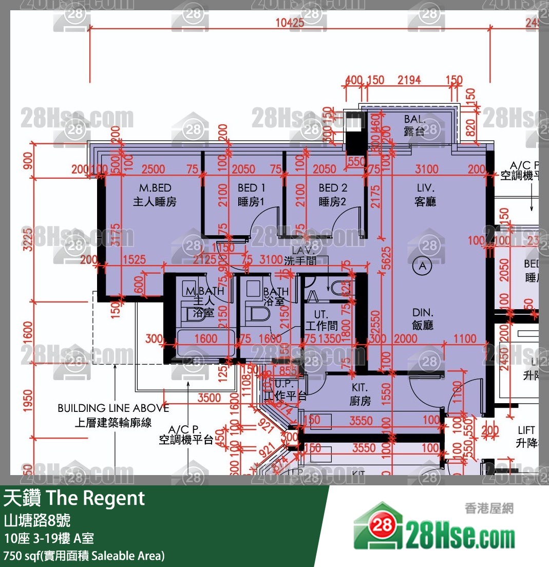 天鑽 10座 12樓 A室 平面圖