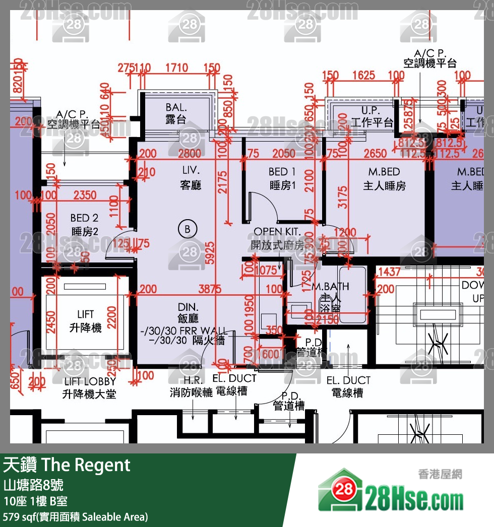 天鑽 10座 1樓 B室 平面圖