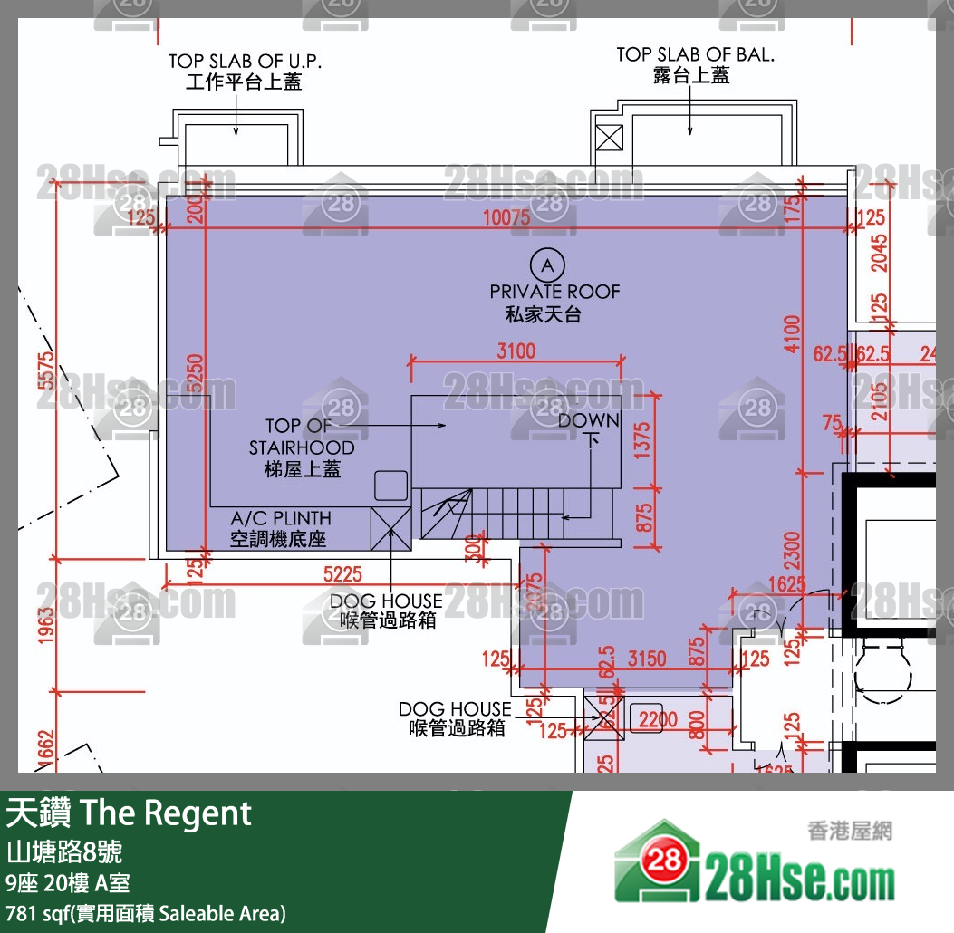 天鑽 9座 20樓 A室 平面圖