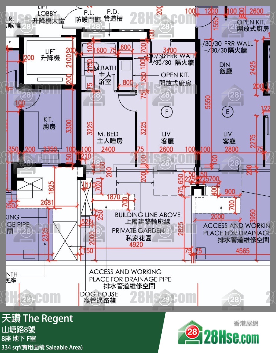 天鑽 8座 F室 平面圖