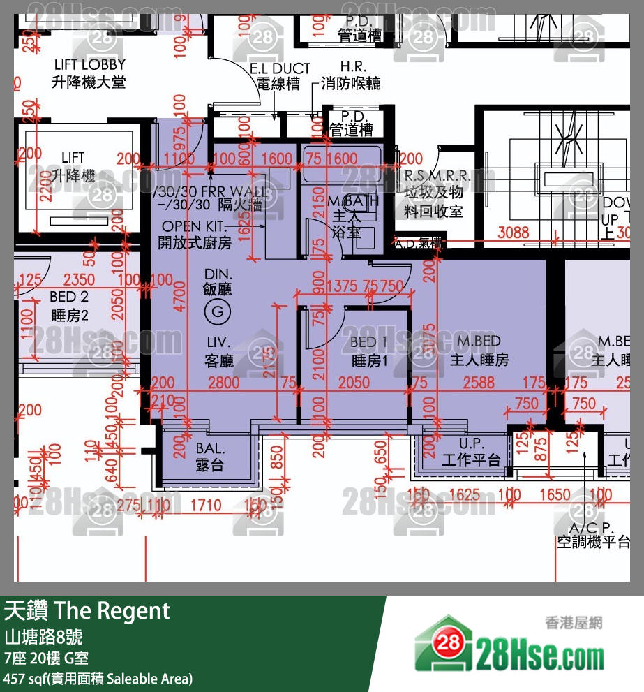 天钻 7座 20楼 G室 平面图